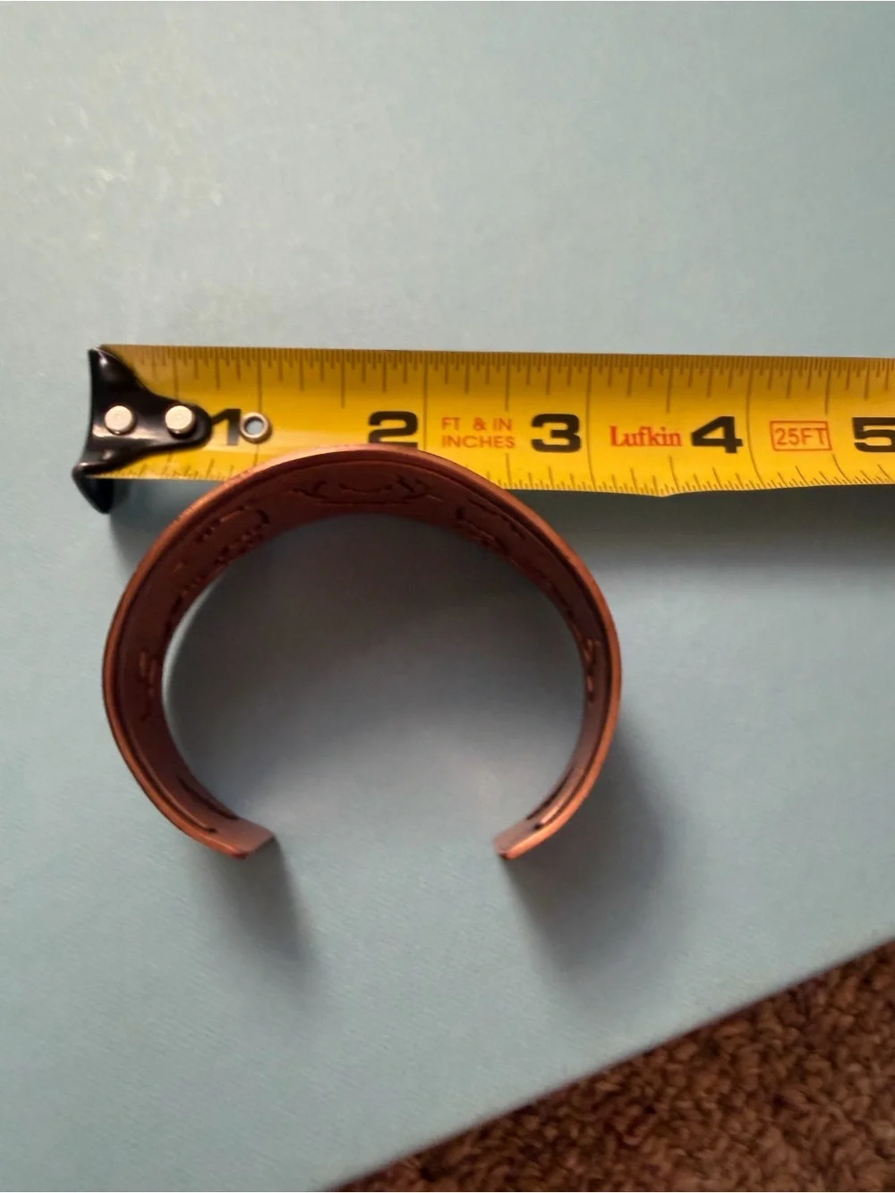Stamped Genuine Copper and Black Men's Etched Cuff Bracelet